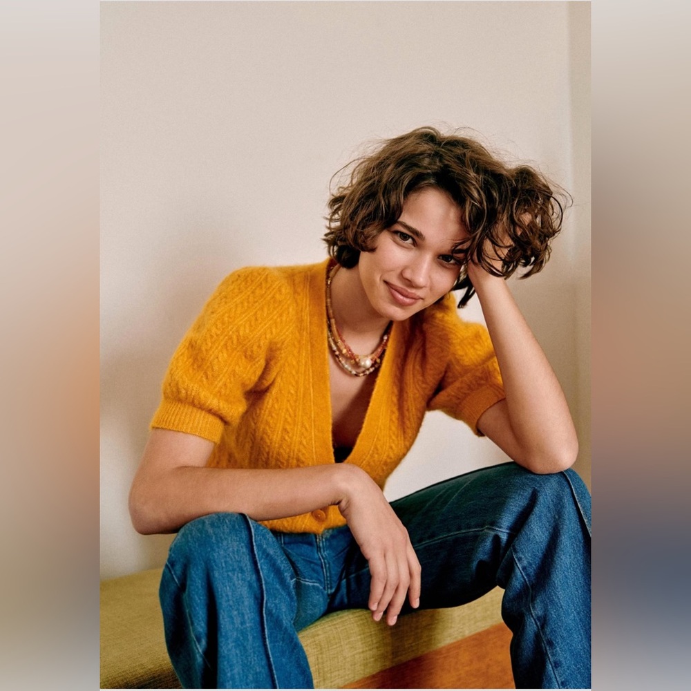 Sezane Mustard Yellow Cardigan - Picture 3 of 3